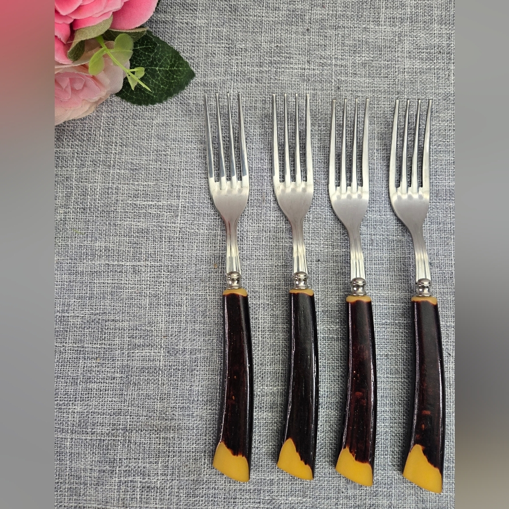 Vintage Pierre‎ Alain Set Of 4 Forks With Bakelite Handle